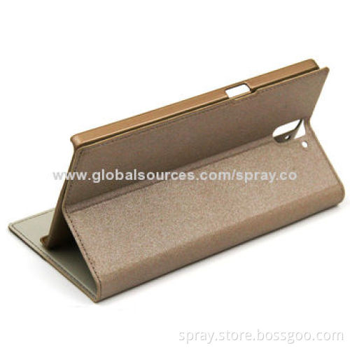 PU Leather Case for Mobile Phone, with Clear Window and Stand